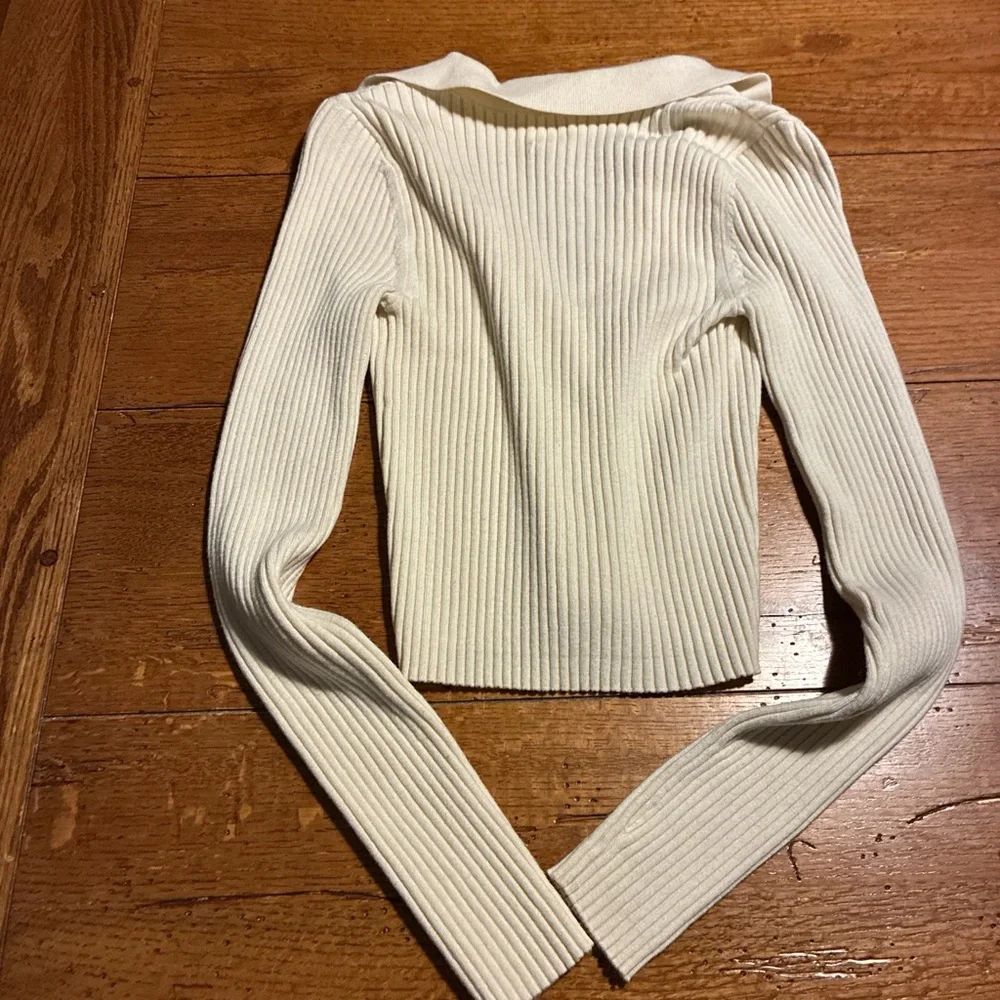 Cream Ribbed Button-Up shirt - Picture 4 of 4